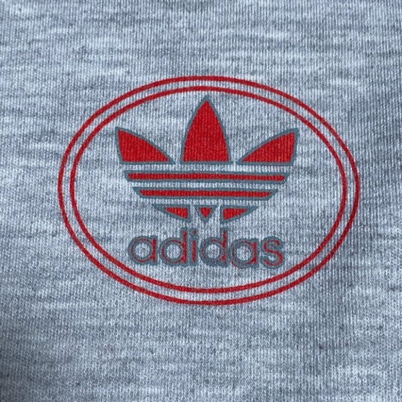 Vintage 80s Adidas Trefoil 3 Stripes Big Logo LongslT Shirt Gray Mens Medium - Picture 7 of 9